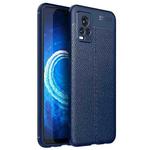 For Vivo V20 Litchi Texture TPU Shockproof Case(Blue)