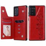 Six Cats Embossing Pattern Protective Case with Holder & Card Slots & Photo Frame For Samsung Galaxy Note20(Red)