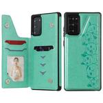 Six Cats Embossing Pattern Protective Case with Holder & Card Slots & Photo Frame For Samsung Galaxy Note20(Green)