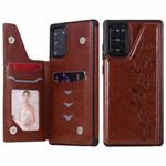 Six Cats Embossing Pattern Protective Case with Holder & Card Slots & Photo Frame For Samsung Galaxy Note20(Brown)