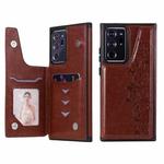 Six Cats Embossing Pattern Protective Case with Holder & Card Slots & Photo Frame For Samsung Galaxy Note20 Ultra(Brown)