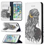 Colored Drawing Pattern Invisible Magnetic Horizontal Flip PU Leather Case with Holder & Card Slots & Wallet For iPhone 8 & 7(Girl)