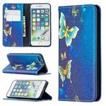 Colored Drawing Pattern Invisible Magnetic Horizontal Flip PU Leather Case with Holder & Card Slots & Wallet For iPhone 8 & 7(Gold Butterflies)