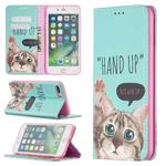 Colored Drawing Pattern Invisible Magnetic Horizontal Flip PU Leather Case with Holder & Card Slots & Wallet For iPhone 8 Plus & 7 Plus(Cat)