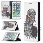 Colored Drawing Pattern Invisible Magnetic Horizontal Flip PU Leather Case with Holder & Card Slots & Wallet For iPhone 8 Plus & 7 Plus(Girl)