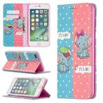 Colored Drawing Pattern Invisible Magnetic Horizontal Flip PU Leather Case with Holder & Card Slots & Wallet For iPhone 8 Plus & 7 Plus(Elephant)