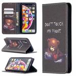 For iPhone XR Colored Drawing Pattern Invisible Magnetic Horizontal Flip PU Leather Case with Holder & Card Slots & Wallet(Bear)