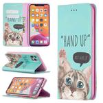 For iPhone 11 Pro Colored Drawing Pattern Invisible Magnetic Horizontal Flip PU Leather Case with Holder & Card Slots & Wallet (Cat)