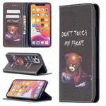 For iPhone 11 Pro Colored Drawing Pattern Invisible Magnetic Horizontal Flip PU Leather Case with Holder & Card Slots & Wallet (Bear)