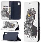For Xiaomi Redmi 9A Colored Drawing Pattern Invisible Magnetic Horizontal Flip PU Leather Case with Holder & Card Slots & Wallet(Girl)