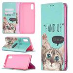 For Xiaomi Redmi 9A Colored Drawing Pattern Invisible Magnetic Horizontal Flip PU Leather Case with Holder & Card Slots & Wallet(Cat)
