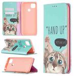 For Xiaomi Redmi 9C Colored Drawing Pattern Invisible Magnetic Horizontal Flip PU Leather Case with Holder & Card Slots & Wallet(Cat)