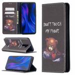 For Xiaomi Redmi 9 Colored Drawing Pattern Invisible Magnetic Horizontal Flip PU Leather Case with Holder & Card Slots & Wallet(Bear)