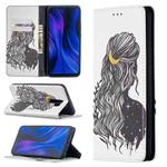 For Xiaomi Redmi 9 Colored Drawing Pattern Invisible Magnetic Horizontal Flip PU Leather Case with Holder & Card Slots & Wallet(Girl)