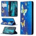 For Xiaomi Redmi Note 8 Pro Colored Drawing Pattern Invisible Magnetic Horizontal Flip PU Leather Case with Holder & Card Slots & Wallet(Gold Butterflies)