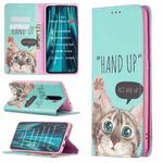 For Xiaomi Redmi Note 8 Pro Colored Drawing Pattern Invisible Magnetic Horizontal Flip PU Leather Case with Holder & Card Slots & Wallet(Cat)