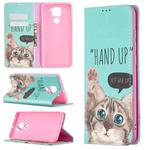For Xiaomi Redmi Note 9 Colored Drawing Pattern Invisible Magnetic Horizontal Flip PU Leather Case with Holder & Card Slots & Wallet(Cat)