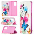 For Xiaomi Mi 10T / 10 Pro Colored Drawing Pattern Invisible Magnetic Horizontal Flip PU Leather Case with Holder & Card Slots & Wallet(Two Butterflies)