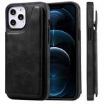 For iPhone 12 Pro Max Shockproof Calf Texture Protective Case with Holder & Card Slots & Frame(Black)