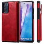 Shockproof Calf Texture Protective Case with Holder & Card Slots & Frame For Samsung Galaxy Note20(Red)