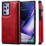 Shockproof Calf Texture Protective Case with Holder & Card Slots & Frame For Samsung Galaxy Note20 Ultra(Red)