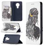 For Nokia 5.3 Colored Drawing Pattern Invisible Magnetic Horizontal Flip PU Leather Case with Holder & Card Slots & Wallet(Girl)
