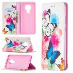 For Nokia 5.3 Colored Drawing Pattern Invisible Magnetic Horizontal Flip PU Leather Case with Holder & Card Slots & Wallet(Two Butterflies)