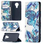 For Nokia 5.3 Colored Drawing Pattern Invisible Magnetic Horizontal Flip PU Leather Case with Holder & Card Slots & Wallet(Blue Leaves)