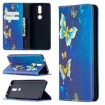 For Nokia 2.4 Colored Drawing Pattern Invisible Magnetic Horizontal Flip PU Leather Case with Holder & Card Slots & Wallet(Gold Butterflies)