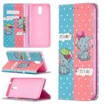 For Nokia 2.3 Colored Drawing Pattern Invisible Magnetic Horizontal Flip PU Leather Case with Holder & Card Slots & Wallet(Elephant)