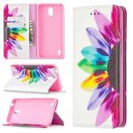 For Nokia 1.3 Colored Drawing Pattern Invisible Magnetic Horizontal Flip PU Leather Case with Holder & Card Slots & Wallet(Sun Flower)