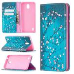 For Nokia 1.3 Colored Drawing Pattern Invisible Magnetic Horizontal Flip PU Leather Case with Holder & Card Slots & Wallet(Plum Blossom)
