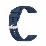 For TicWatch Pro 3 Silicone Watch Band with Silver Steel Buckle(Dark Blue)