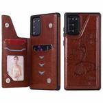 Butterfly Embossing Pattern Shockproof Protective Case with Holder & Card Slots & Photo Frame For Samsung Galaxy Note20(Brown)