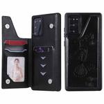 Butterfly Embossing Pattern Shockproof Protective Case with Holder & Card Slots & Photo Frame For Samsung Galaxy Note20(Black)