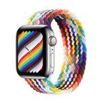 Nylon Single-turn Braided Watch Band For Apple Watch Ultra 49mm / Series 8&7 45mm / SE 2&6&SE&5&4 44mm / 3&2&1 42mm, Length:M 155mm(Rainbow Color)