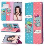 For Huawei P30 Lite Colored Drawing Pattern Invisible Magnetic Horizontal Flip PU Leather Case with Holder & Card Slots & Wallet(Elephant)