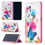 For Huawei P40 Lite Colored Drawing Pattern Invisible Magnetic Horizontal Flip PU Leather Case with Holder & Card Slots & Wallet(Two Butterflies)