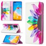 For Huawei P40 Colored Drawing Pattern Invisible Magnetic Horizontal Flip PU Leather Case with Holder & Card Slots & Wallet(Sun Flower)