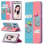 For Huawei P smart 2019 Colored Drawing Pattern Invisible Magnetic Horizontal Flip PU Leather Case with Holder & Card Slots & Wallet(Elephant)