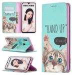 For Huawei P smart 2019 Colored Drawing Pattern Invisible Magnetic Horizontal Flip PU Leather Case with Holder & Card Slots & Wallet(Cat)