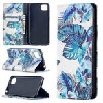 For Huawei Y5p Colored Drawing Pattern Invisible Magnetic Horizontal Flip PU Leather Case with Holder & Card Slots & Wallet(Blue Leaves)