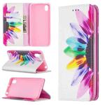 For Huawei Y5 (2019) Colored Drawing Pattern Invisible Magnetic Horizontal Flip PU Leather Case with Holder & Card Slots & Wallet(Sun Flower)