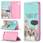 For Huawei Y5 (2019) Colored Drawing Pattern Invisible Magnetic Horizontal Flip PU Leather Case with Holder & Card Slots & Wallet(Cat)