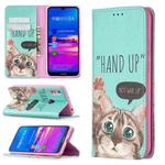 For Huawei Y6 (2019) Colored Drawing Pattern Invisible Magnetic Horizontal Flip PU Leather Case with Holder & Card Slots & Wallet(Cat)