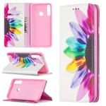 For Huawei Y7p Colored Drawing Pattern Invisible Magnetic Horizontal Flip PU Leather Case with Holder & Card Slots & Wallet(Sun Flower)
