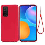 For Huawei P smart 2021 Pure Color Liquid Silicone Shockproof Full Coverage Case(Red)