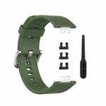 For Huawei Watch Fit Silicone  Watch Band with Stainless Steel Buckle(Dark Green)