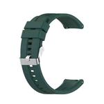 For Huawei Watch GT 2 42mm Silicone  Watch Band with Silver Buckle(Dark Green)