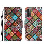 For Huawei P Smart 2021 / Y7a Colored Drawing Pattern Horizontal Flip Leather Case with Holder & Card Slots & Wallet(Ethnic Style)